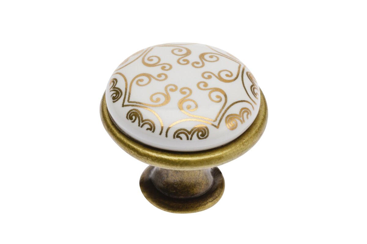 Porcelánový gombík 728-J4 starožitná mosadz C-Orient Gold