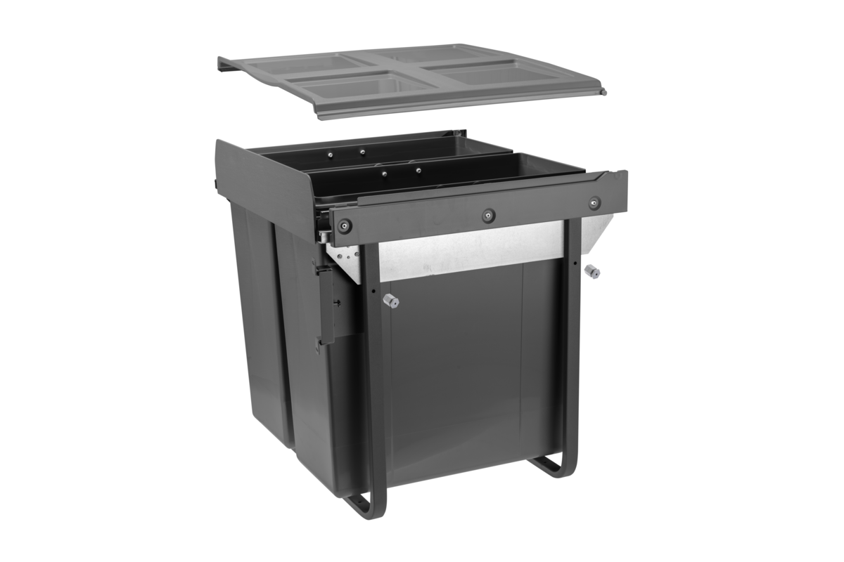 Kôš na odpadky s prednou montážou na záver H45 2x34l pre skrinku 600 mm antracit