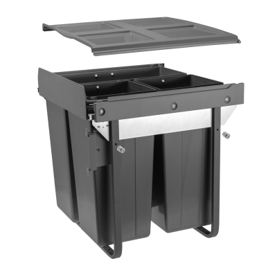 Kôš na odpadky s prednou montážou na záver H45 34l+2x17l pre skrinku 600 mm antracit