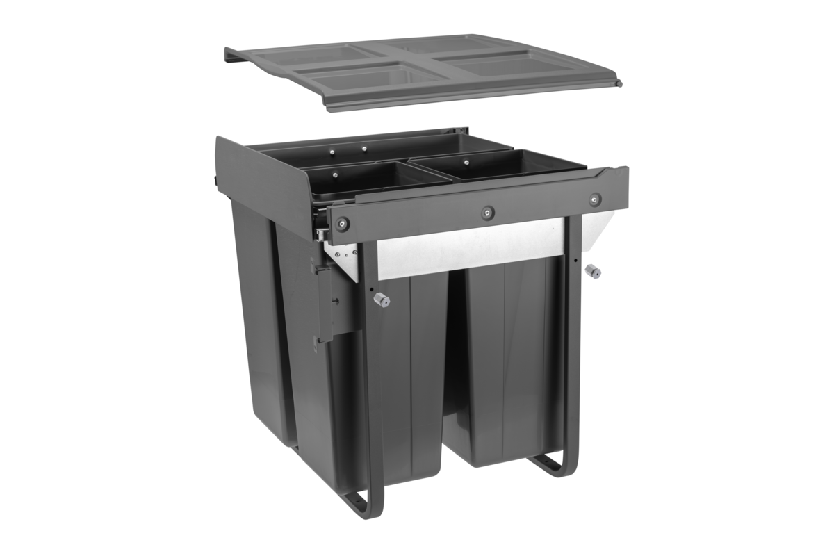 Kôš na odpadky s prednou montážou na záver H45 34l+2x17l pre skrinku 600 mm antracit