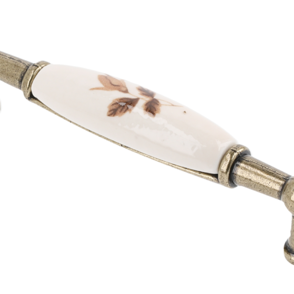 Porcelánová rukoväť 728B C=96mm starožitná mosadzná B-jesenná ruža
