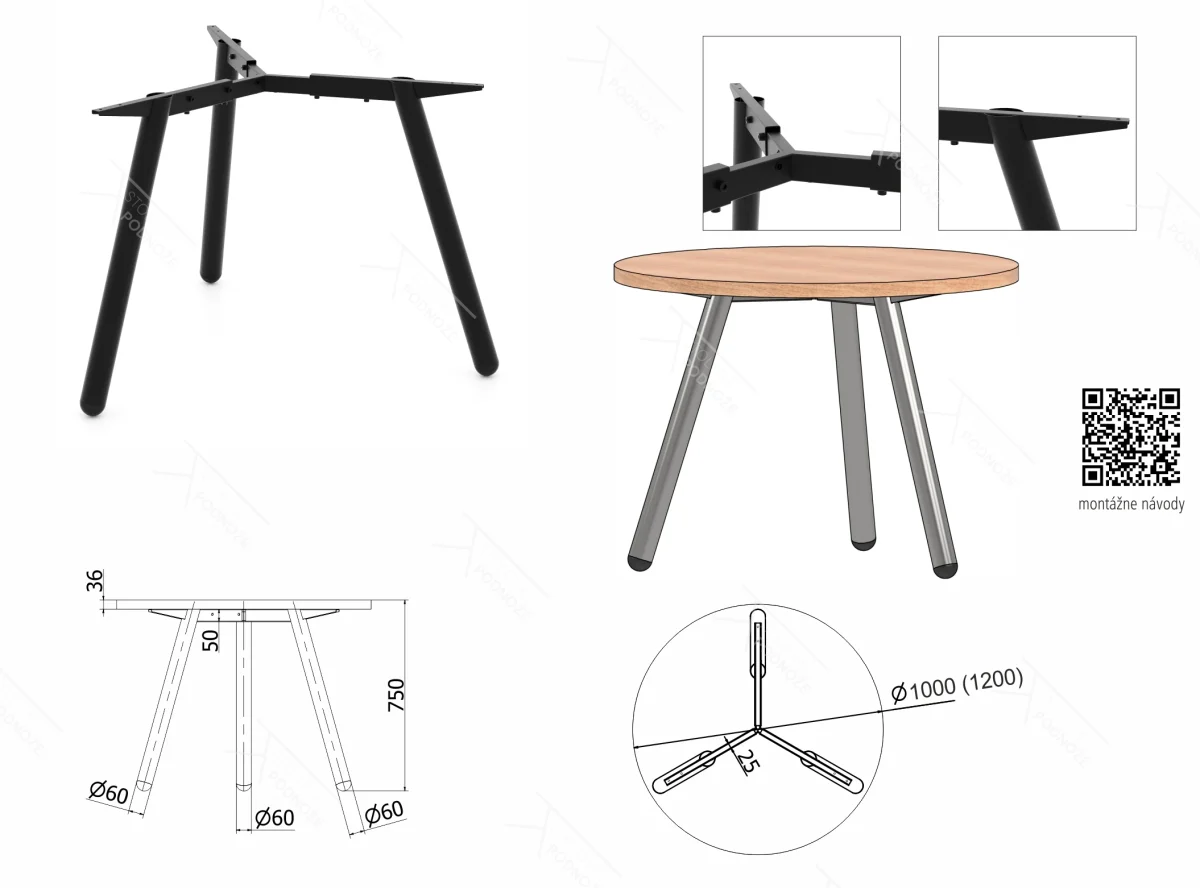 FUSION RONDO 3 stolová podnož – Obrázok 2